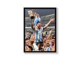 Messi With Trophy Celebrating on Teams Shoulder