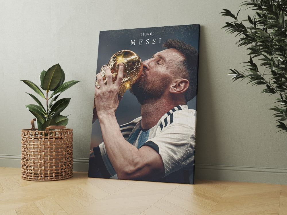 Super Messi Kissing World Cup Trophy