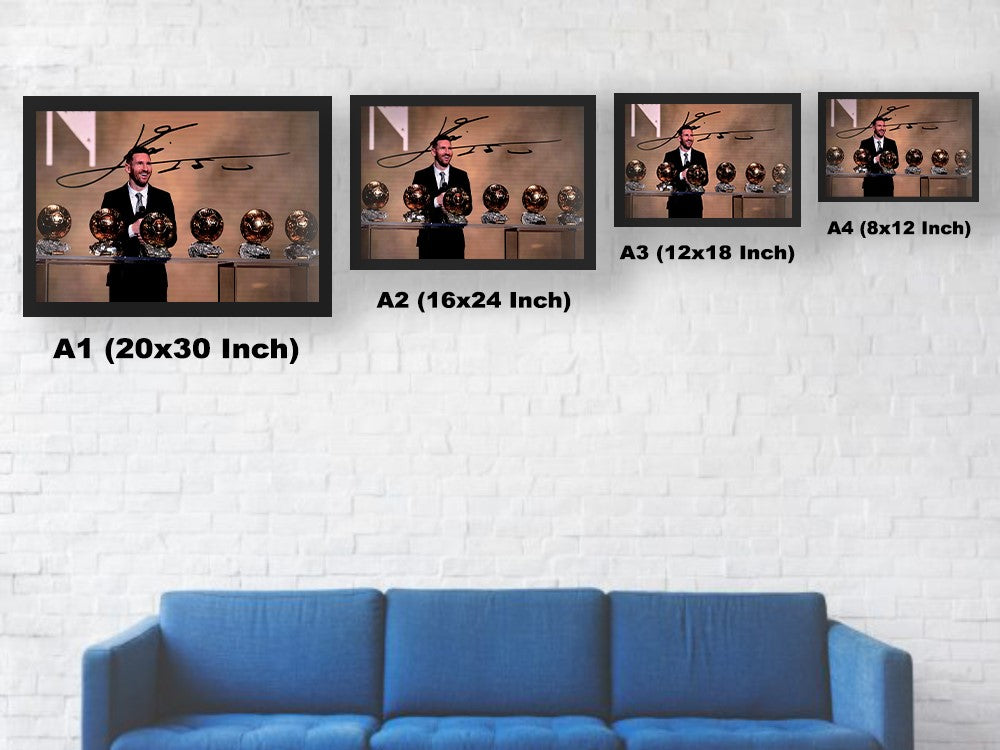 Lionel Messi 8th Ballon D'or wall Poster Size Chart