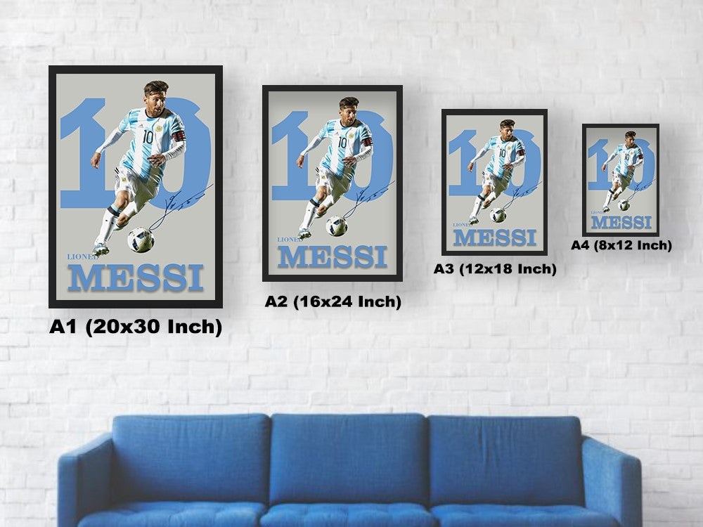 Lionel Messi King Of Football Wall Poster Size Chart