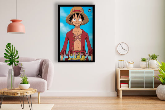Luffy One Piece Poster Black Frame