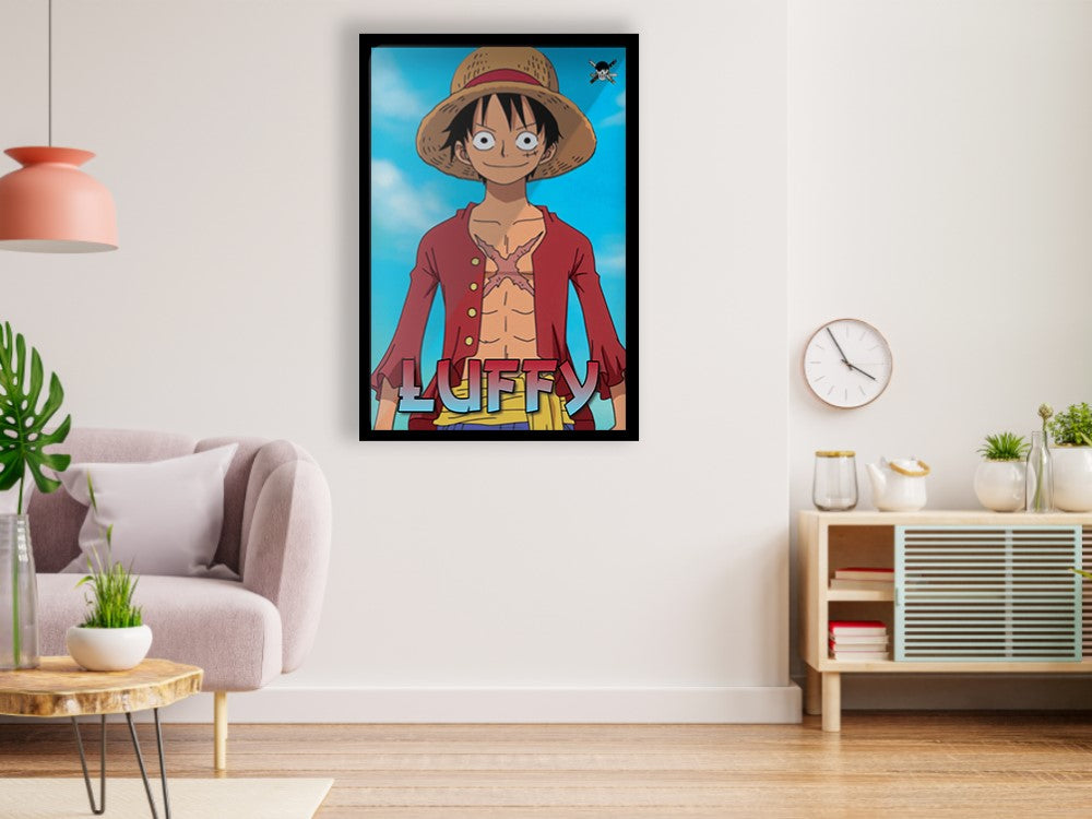 Luffy One Piece Poster Glossy Black Frame