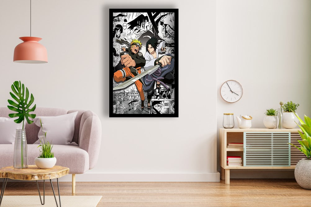 Naruto Manga Wall Poster - Anime Wall Poster Black Frame