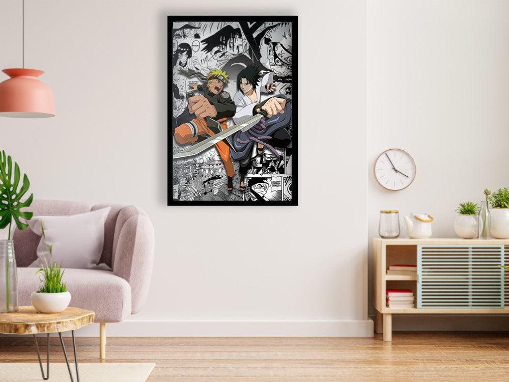 Naruto Manga Wall Poster - Anime Wall Poster Glossy Black Frame