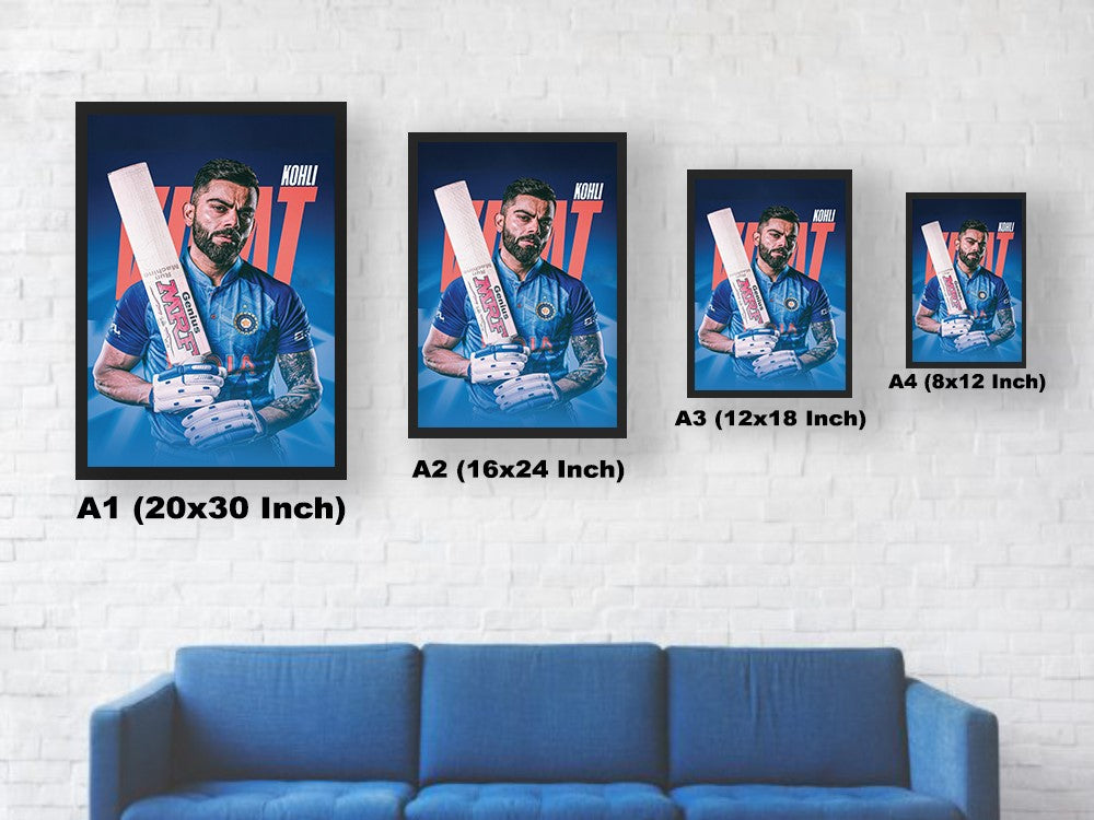 Virat Kohli Wall Poster - Cricket Poster Size Chart