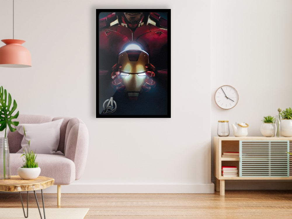 Iron Man Avenger Poster Glossy Black Frame