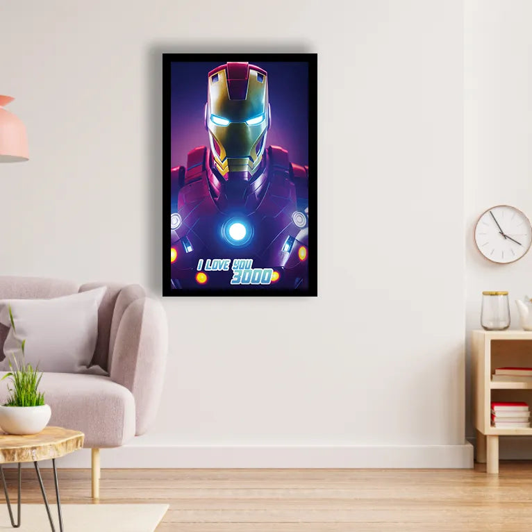 Iron Man Love U 3000 Wall Poster  Black Frame