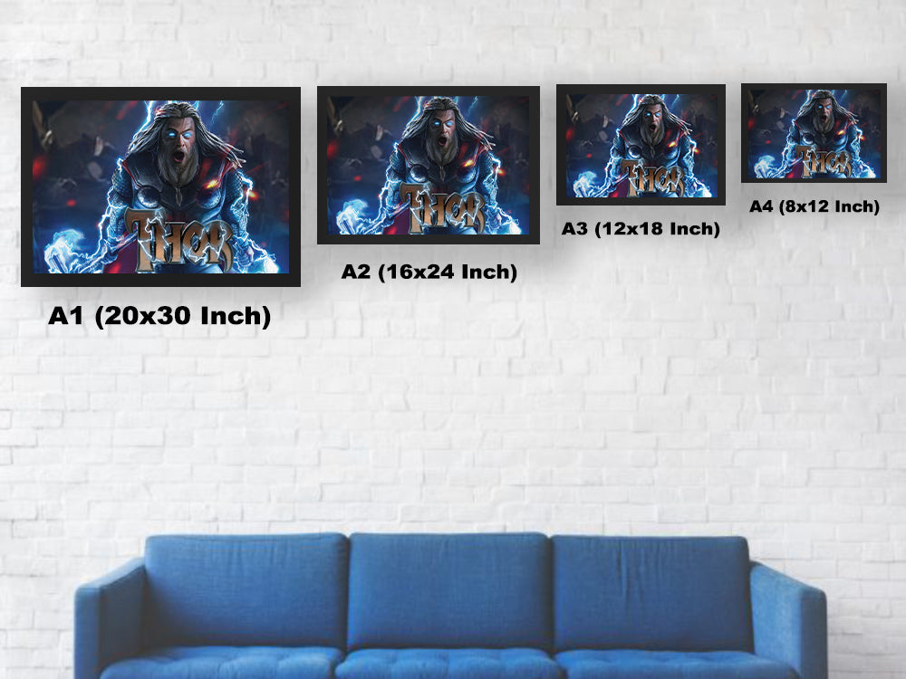 Thor Avengers Wall Poster Size Chart