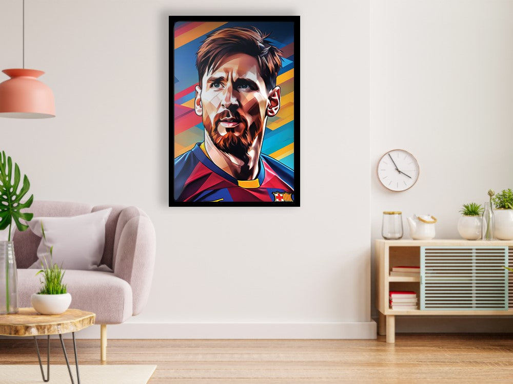 Lionel Messi Poster Glossy Black Frame
