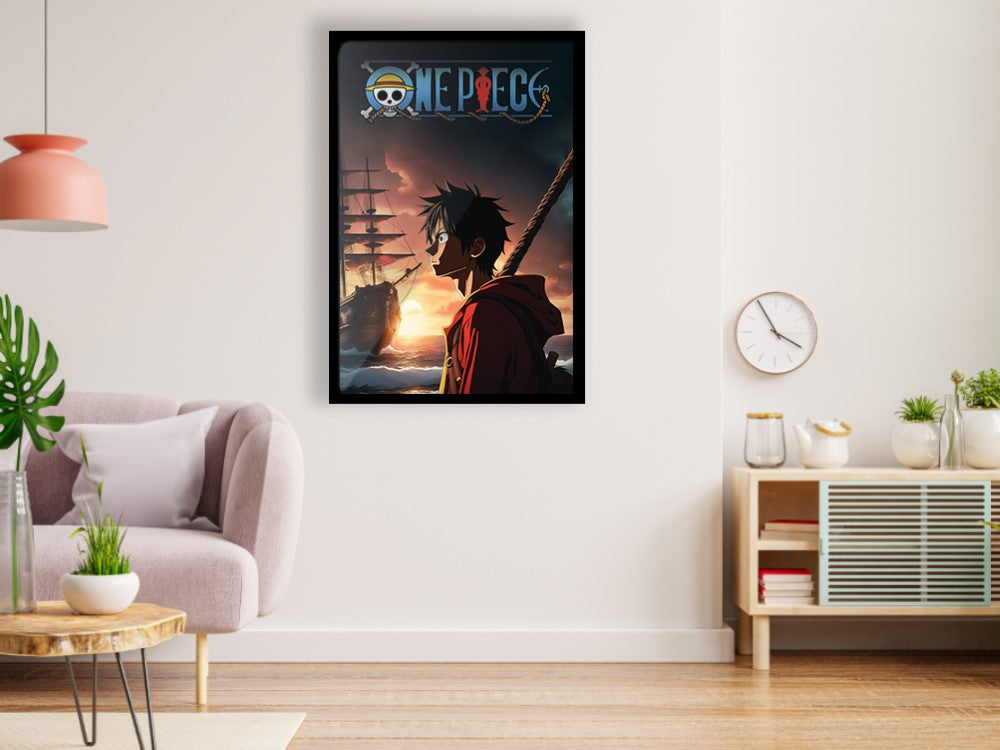 ONE PIECE Wall Poster Glossy Black Frame