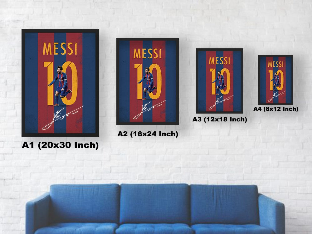 Messi Jersey Poster Size Chart