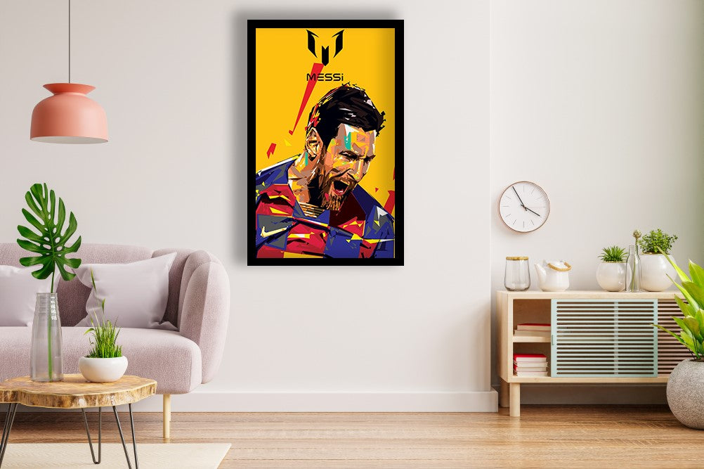 Lionel Messi Barcelona FC Argentine Wall Poster Black Frame 