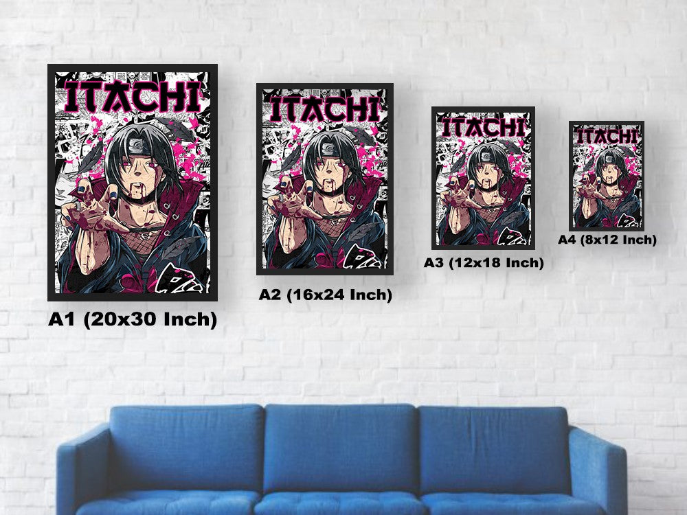 Itachi Manga Wall Poster Size Chart
