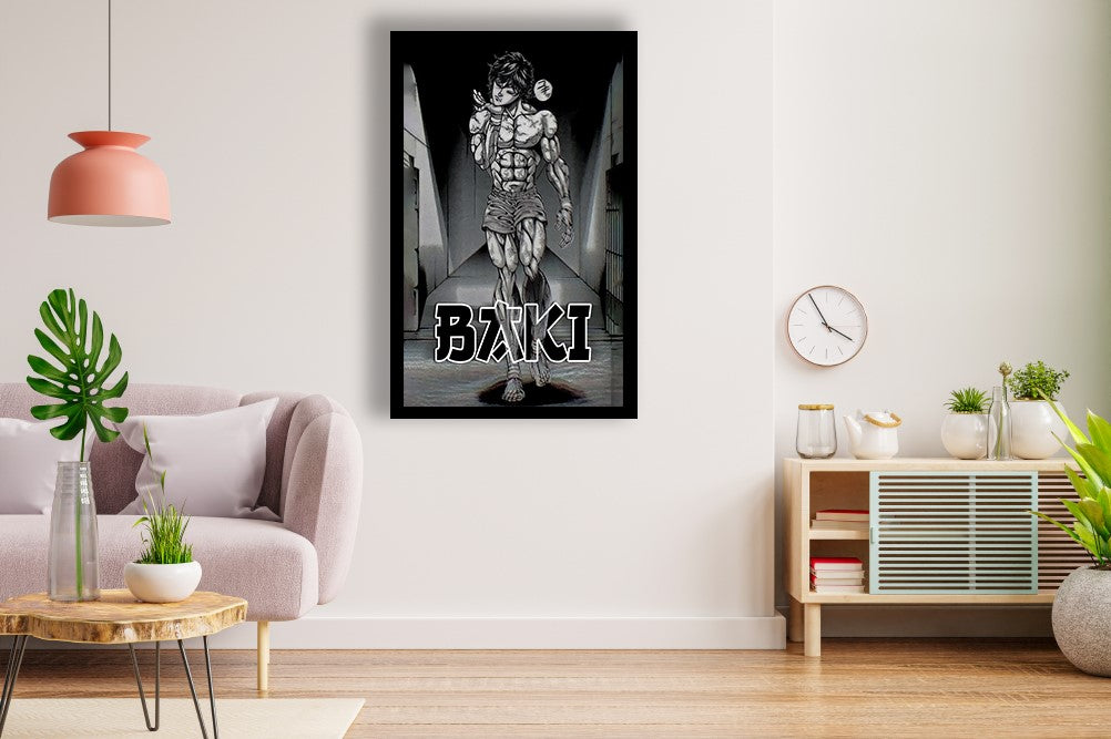 Anime Baki Poster - The Grappler Wall Poster Black Frame