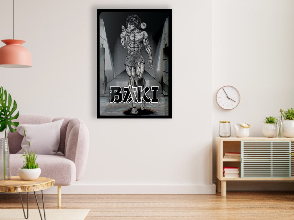 Anime Baki Poster - The Grappler Wall Poster Glossy Black Frame