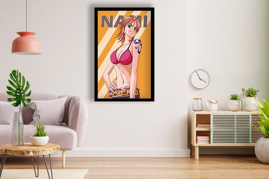 One Piece Nami Wall Poster Black Frame
