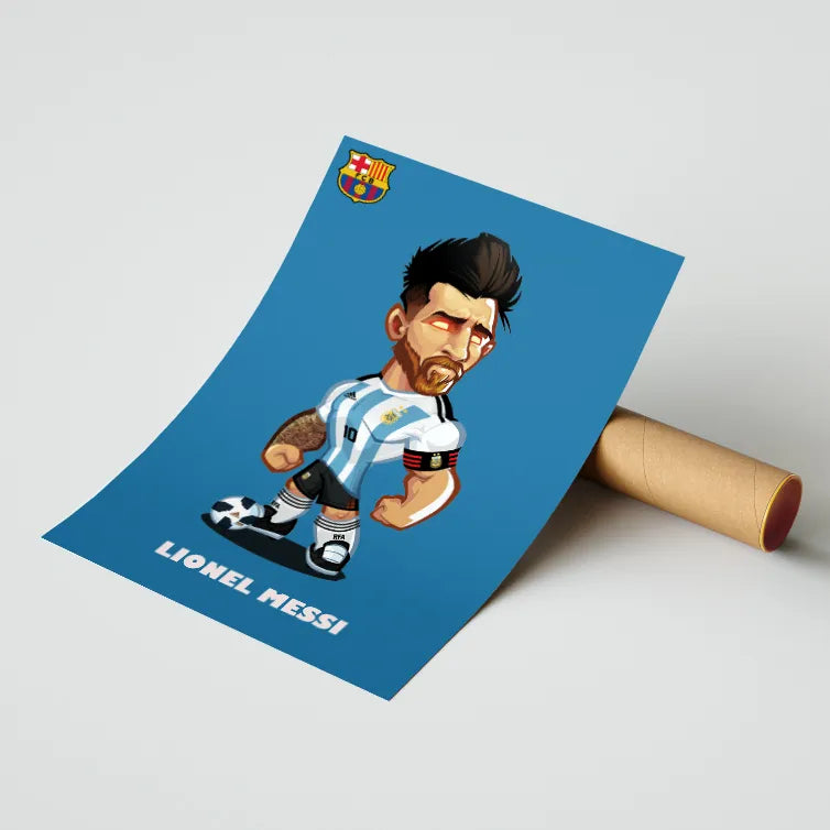 Lionel Messi Cartoon Poster for Home Office and Student Room Wall Poster