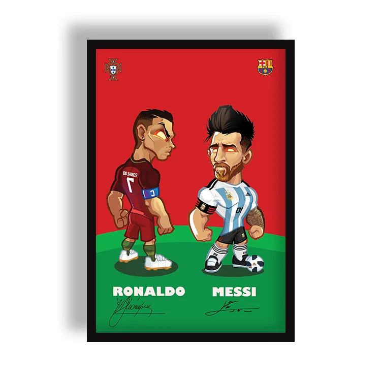 Ronaldo Lionel Messi Cartoon Poster Room Wall Hero