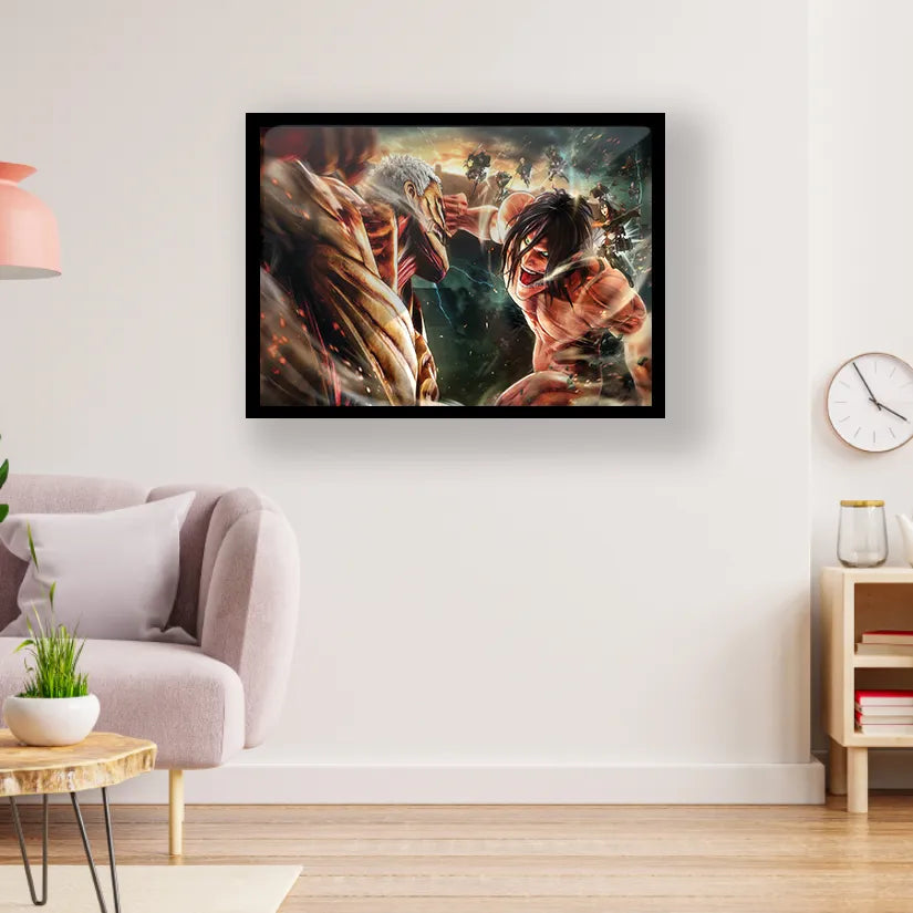 Attack On Titan 2 Fight Seen Glossy Black Frame