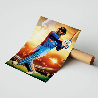 Dhoni Helicopter Shot Poster