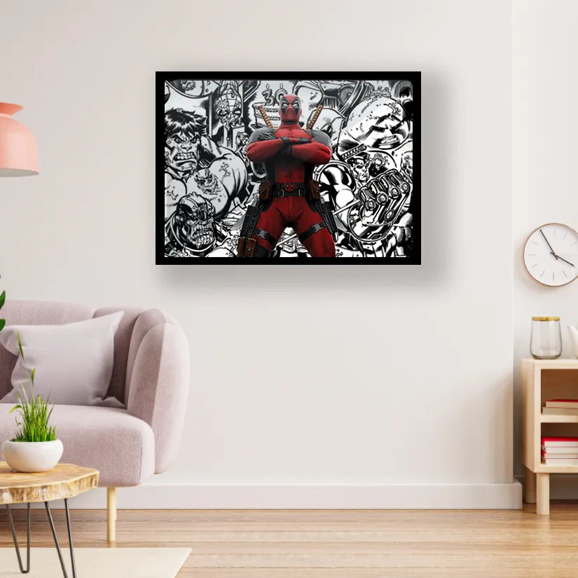MC Deadpool Comic Glossy Black Frame