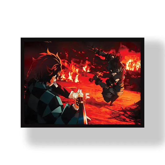 Tanjiro Kamado Fight Scene - Demon Slayer Poster | Frame | Canvas