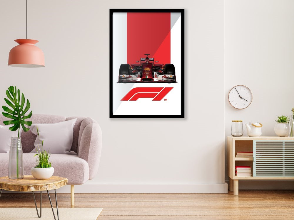 Ferrari F14T Car Poster Glossy black Frame