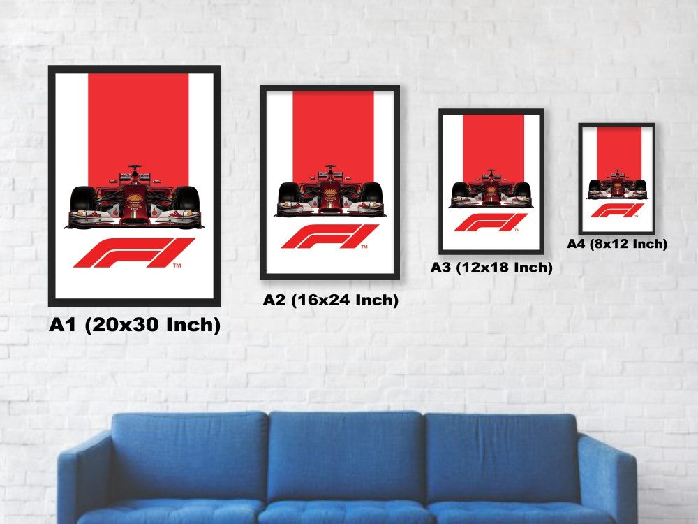 Ferrari F14T Car Poster Size Chart