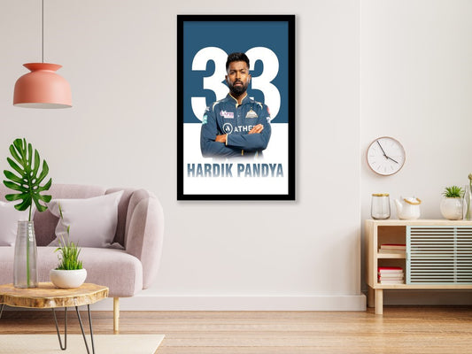 Hardik Pandya Poster Black Frame